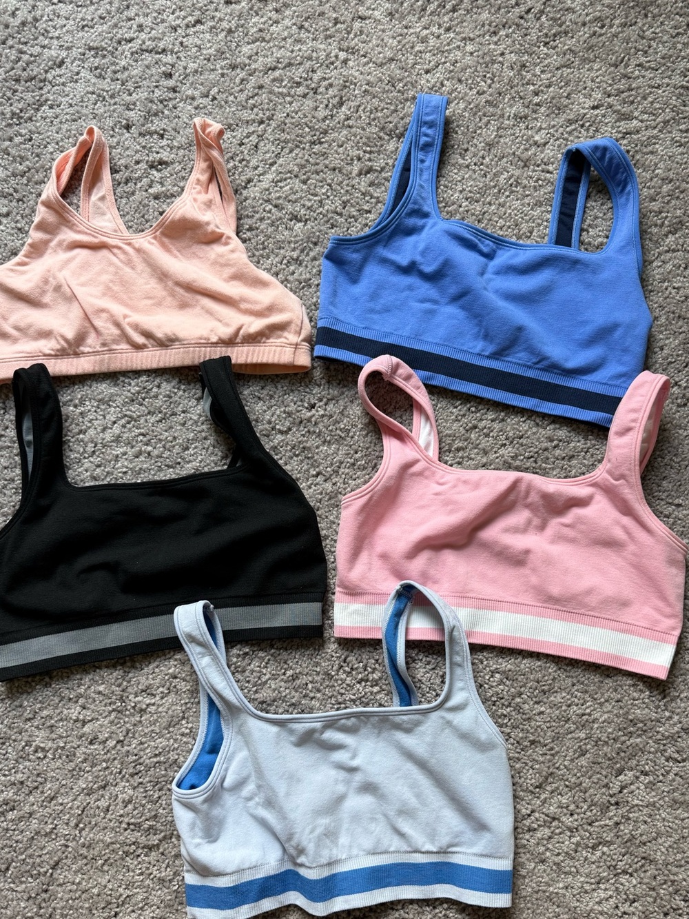 Athletic Works Kids Sports Bras - Blue, Pink, Black, Peach, Light Gray